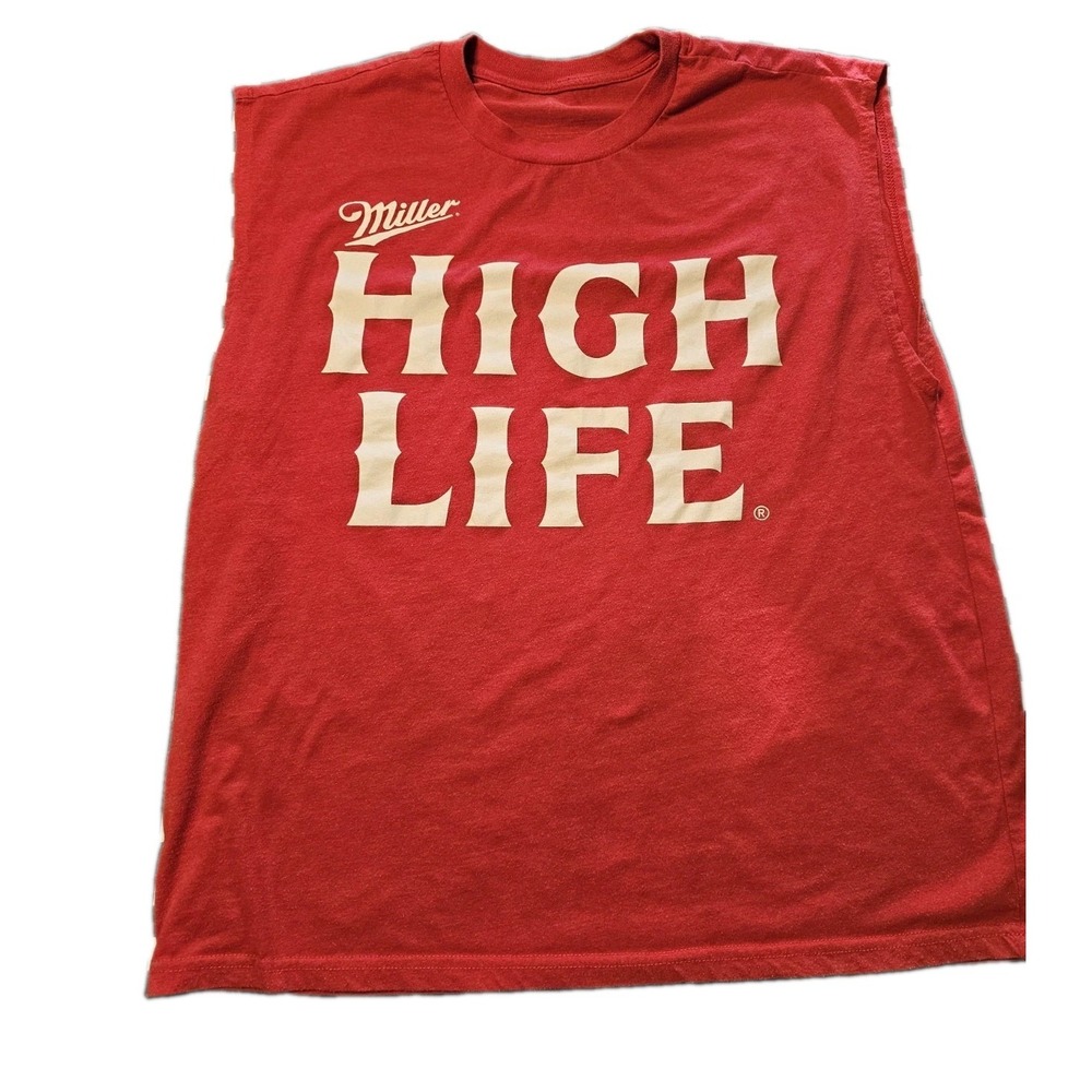 Miller High Life Mens xL Red Muscle Tee Sleeveless Graphic Shirt